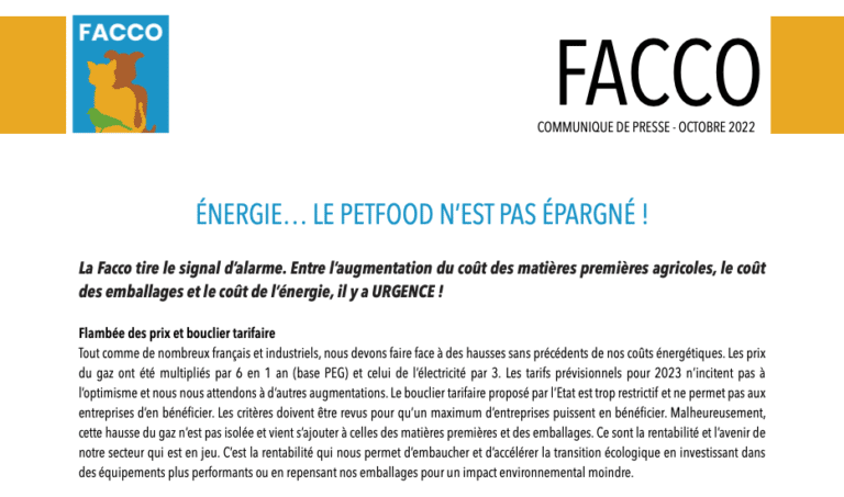 Énergie... Le petfood n'est pas épargné !